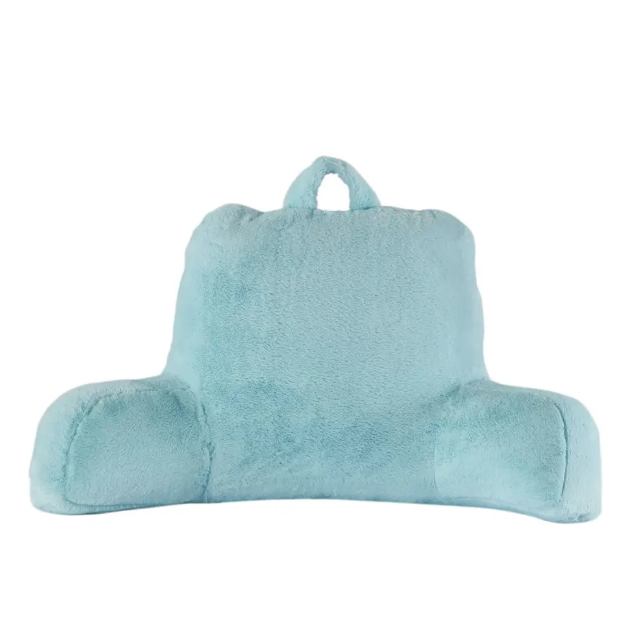 Aqua Faux Fur Brushed Mink Microfibre Bedrest Pillow, 24" Tall x 23" Wide Specialty Size Soft Backrest, Great for Kids, Teens, and College Students