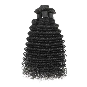Virgin Human Hair Bundle Deep Wave 3 PCS Natural Black bundles