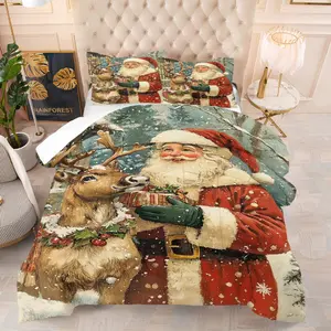 This Santa Claus patterned comforter comes with cotton filling and includes one comforter and one or two pillowcases (without filling). Perfect for home or dormitory decor, it's a wonderful everyday and holiday gift.