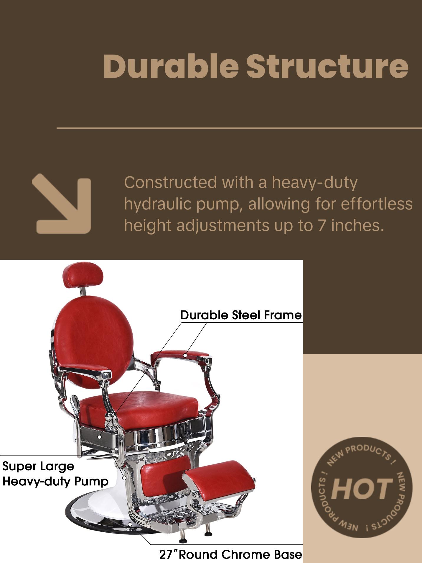 BarberPub Heavy Duty Barber Chair, All Purpose Reclining Hair Styling Salon Chair 3860