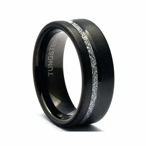 The Meteor - Tungsten / Meteorite Wedding Band Black