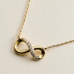 18K Gold Filled CZ Infinity Necklace – Dainty Adjustable Infinity Pendant Necklace Mae in Korea