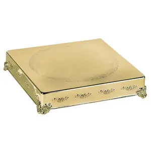 Jiallo 89904G 18 in. Square Gold Finish Cake Plateau, Home Decor Festive & Party Cake Decoration Supply