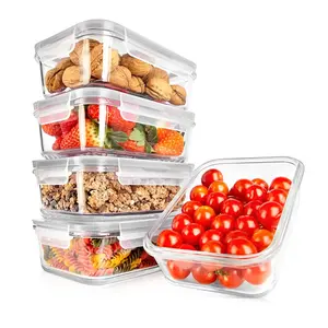 10-Piece Superior Glass Food Storage Containers Set -  30oz | Stackable Airtight Glass Lunch Containers with Lids - Microwave and Freezer Safe - Daily Use Kitchen Accessory