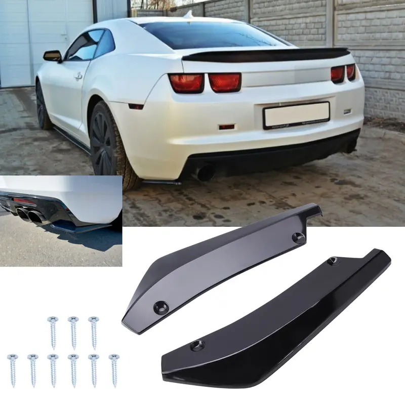 Gloss Black Rear Bumper Corner Lip Splitter Diffuser Body Kit for Chevy Camaro, Fits Many Car Brands