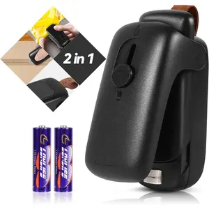 Mini Bag Sealer,  Handheld Heat Vacuum Sealer, 2 in 1 Heat Sealer and Cutter with Lanyard, Portable Bag Resealer Machine for Plastic Bags Food Storage Snacks Freshness (2xAA Batteries Included)