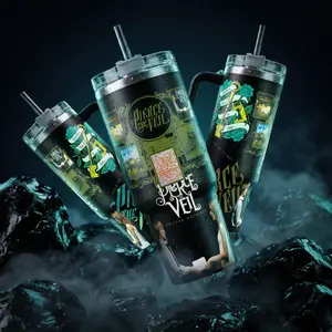 Bulls In The Bronx PTV PIERCE THE VEIL Band Art ALT ROCK Sayal 40 oz Thermal Vacuum Insulated 12H Hot Cold With Handle For Music Lovers & Dark Aesthetic Vibes Emo Punk Style Leak-Proof BPA-Free Stainless Steel Cupholder Friendly Cup For Fans