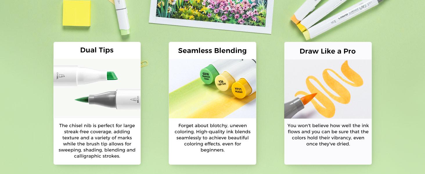 Ohuhu Alcohol Markers: Brush & Chisel / Fine - 120 Colors -Double Tipped Art Marker Set for Artist Adults Coloring Illustration - Refillable Alcohol-based Ink - Honolulu & B Series of Ohuhu - Women's Day Gift