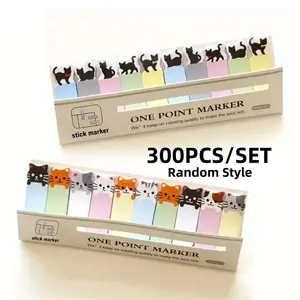 Cat Pattern Sticky Note, 300pcs Self-adhesive Index Sticker, Sticky Labels, Stationery Supplies for Home School, Office Accessories, Index Label Paper