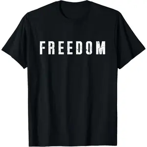Freedom Text Minimalist Design Bold Typography Graphic T-Shirt