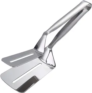 304 Kitchens Tongs 10 Inch 1 Pack Premium Stainless Steel Multipurpose Gripper Bread Clip/Steak Clamps/Fried Steak Clamp/Barbecue Tongs/Beefsteak Turner Flipper