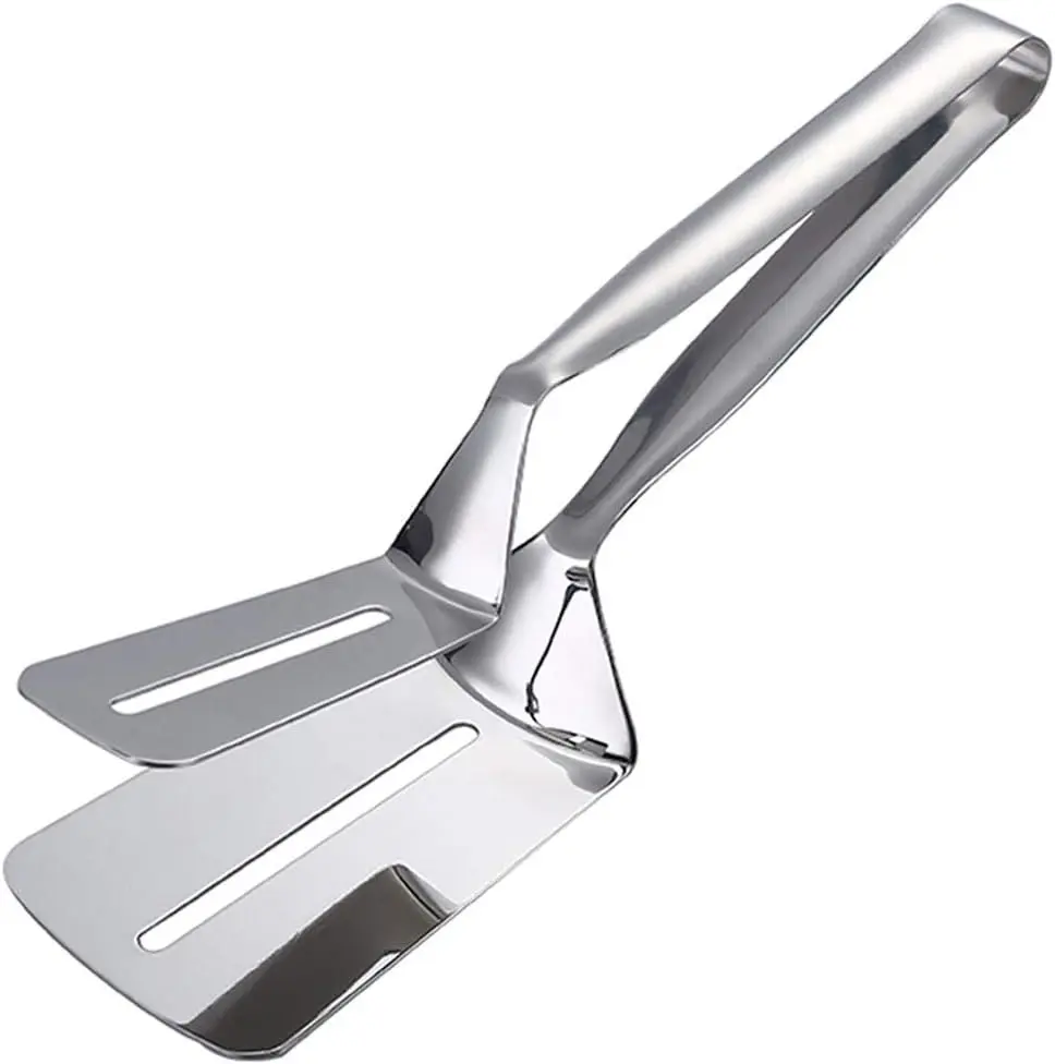 304 Kitchens Tongs 10 Inch 1 Pack Premium Stainless Steel Multipurpose Gripper Bread Clip/Steak Clamps/Fried Steak Clamp/Barbecue Tongs/Beefsteak Turner Flipper
