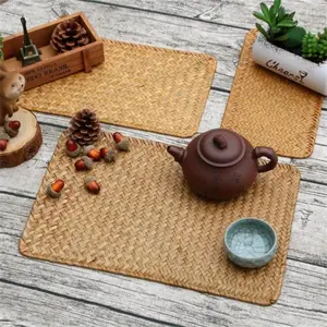 4pcs Set of Natural Woven Rattan Rectangular Table Mats