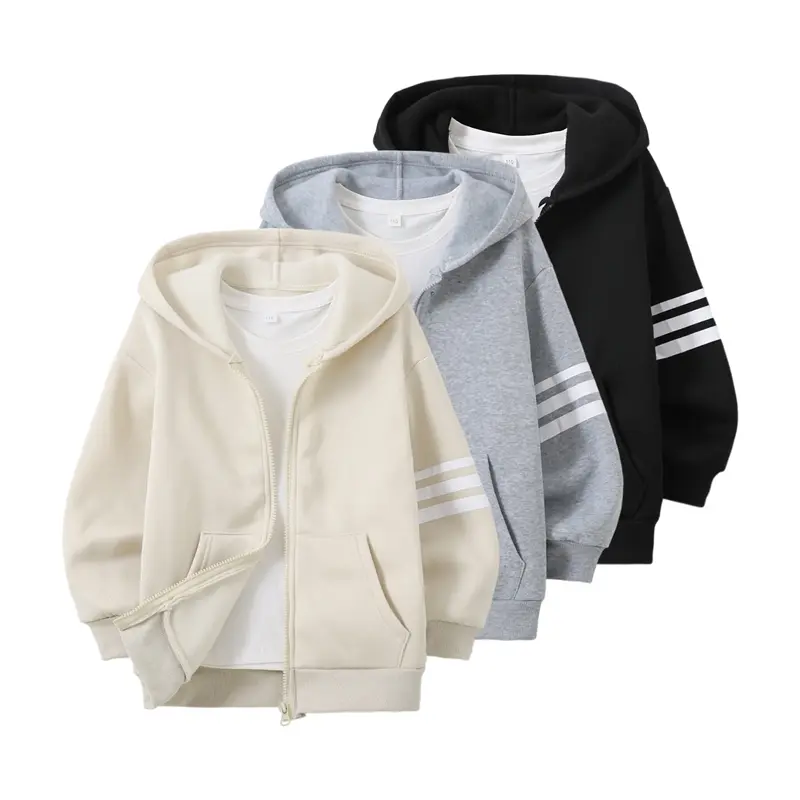 #falloutfits 3-Pack Boys Full-Zip Hooded Jackets, Kids 3-Stripes Sports Sweatshirt Outerwear