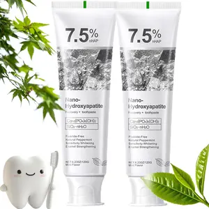 2PCS Fluoride Free 7.5% Hydroxyapatite Toothpaste,  Nano Hydroxyapatite Toothpaste for Remineralizing Enamel, Sensitive Teeth, Tooth Strengthening, Fresh Mint, Daily Use for Oral Care