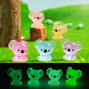 6pcs Glow-in-the-Dark Koala Figurines - Cute Resin Statues for Room Decor, Colorful Miniature Garden Animals, Perfect for Home, Weddings, Easter, Valentine’s Day, and Outdoor Spring/Summer Decorations, Room Decoration, Koala Decor