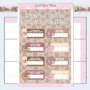Coffee Reading Challenge Vinyl Planner Stickers | Fnc 1137
