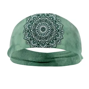 RAVEbandz The Pro - Wide Stretch Headband  (Green Mandala)