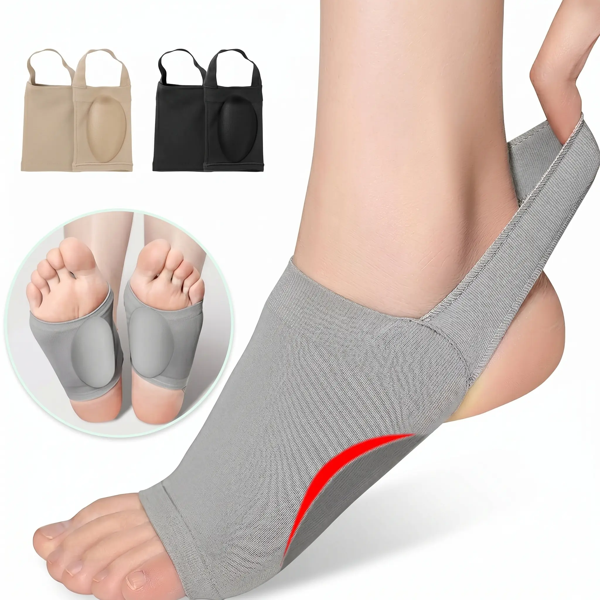 Silicone Arch Support Insoles for Woman Men Flat Foot Corrector Plantar Fasciitis Pain Orthotic Insoles Relief Sleeve Socks