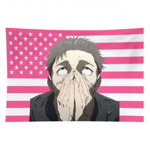 Hiromi Higuruma Pink Tapestry/Flag,unique gift Decor y2k room decor，Backdrop Tapestry Jujutsu Kaisen Aesthetic - Gift for Jujutsu Kaisen fans Retro Game Day Heated bedroom decor cool stuff for room Decoration