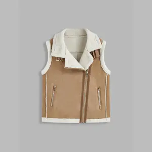 Cider [size L-XXL] Faux Shearling Collar Oversized Jacket Vest
