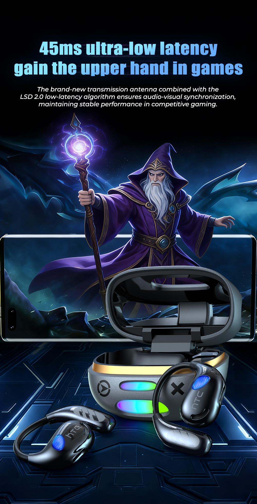 HTC NE69 Wireless Bluetooth Earbuds, Bluetooth 6.0, OWS Earphones , Sports Headphones, Built-in Microphone, Compatible with Android/IOS