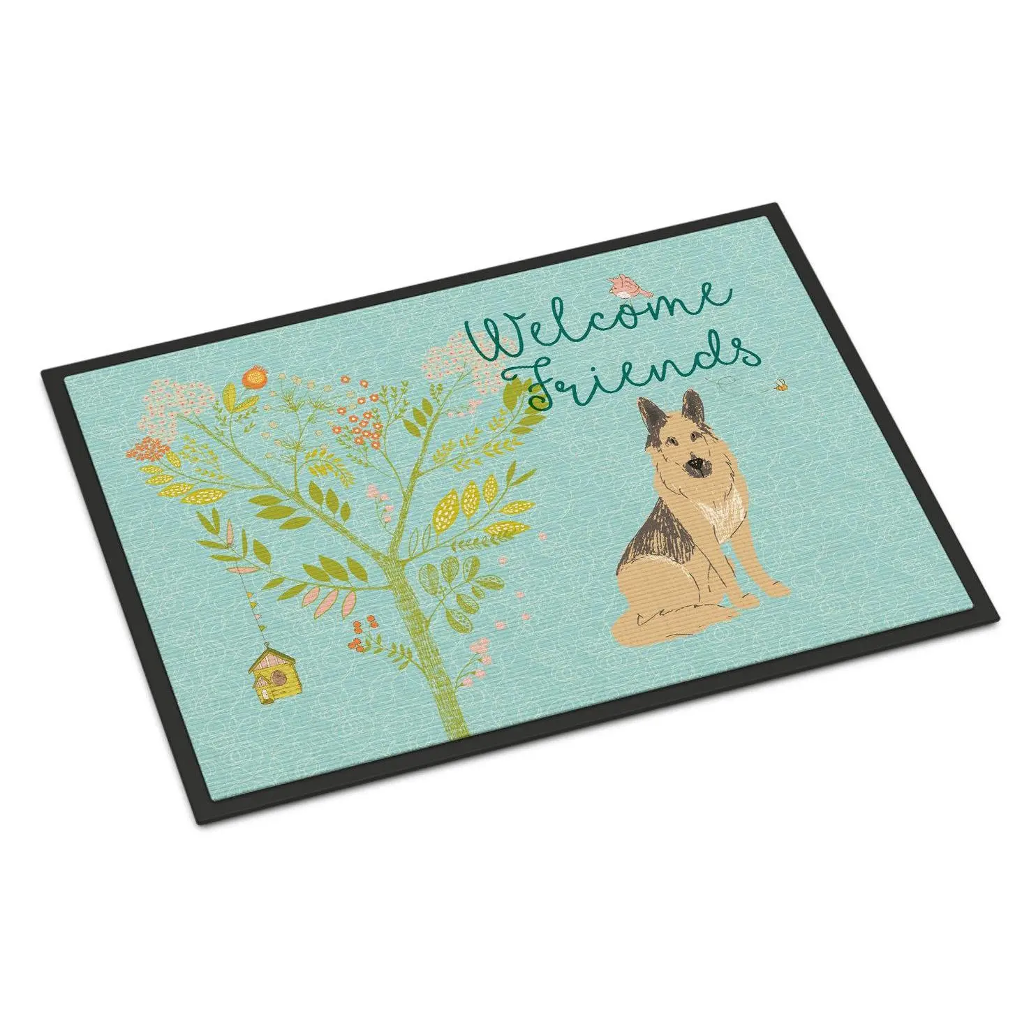 Welcome Friends German Shepherd Indoor or Outdoor Mat 18x27 BB7578MAT