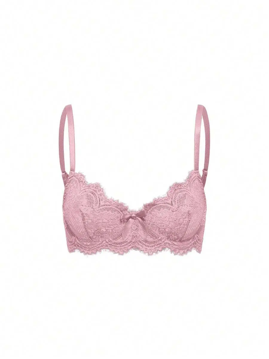 Goth Floral Lace Underwire Triangle Cup Bra