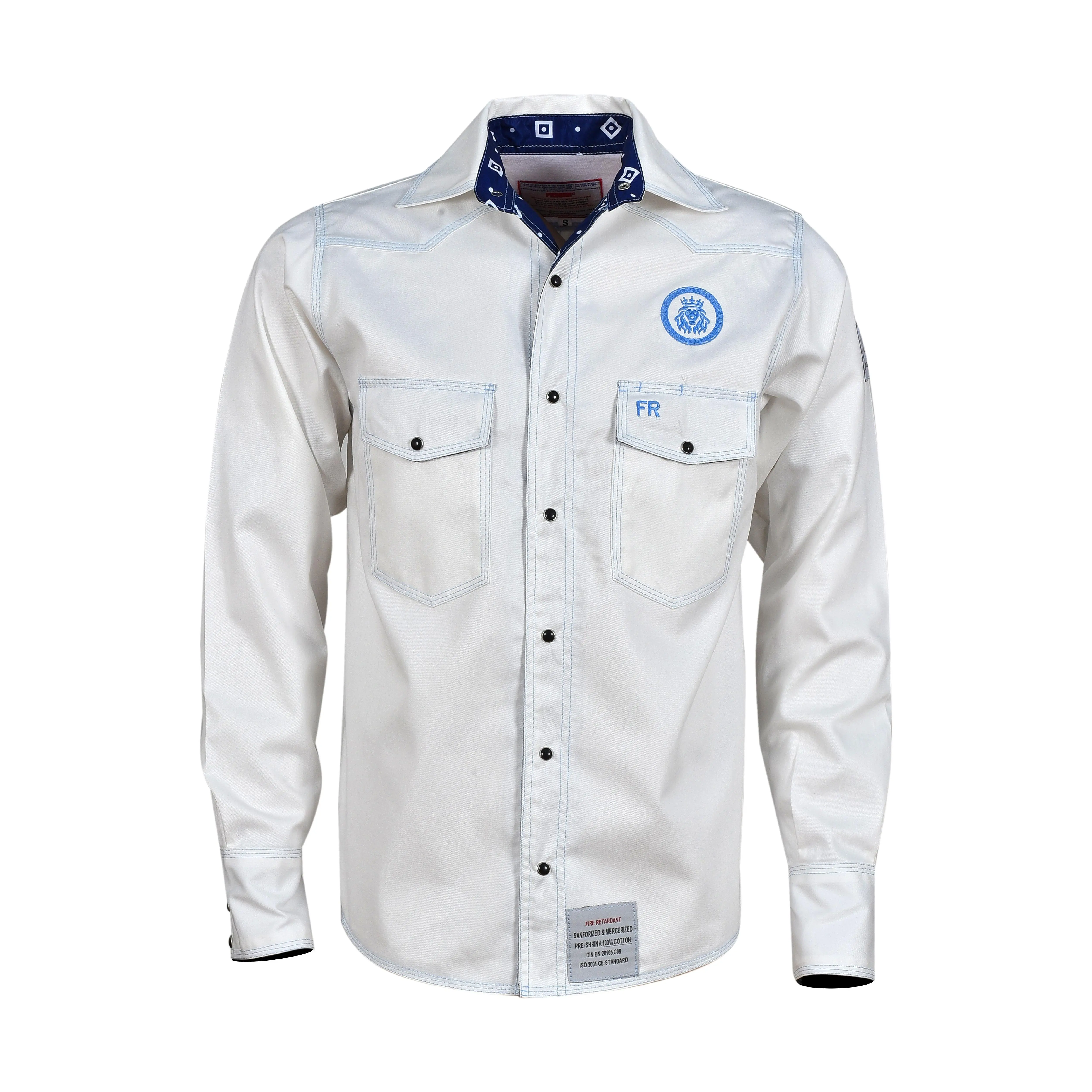 Men's White Diamond FR Workwear Shirt, Flash-Enabled Clothes with Durable Fabric