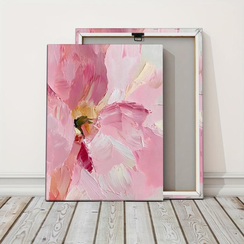 3 Counts Wood Framed 2D Blush Floral Canvas Poster, Abstract Pink Flower Wall Art, Wooden Wall Art, Ready To Hang, Peony Art Wall Decor, Artwork Wall Painting For Gift, Wall Picture for Living Room, Bedroom