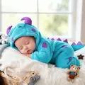 Baby Animal Fleece Onesie Romper Costume with Cartoon Cute Monster Horn Hat, Warm Thick Winter Jumpsuit for Boys and Girls Baby Clothing