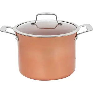 7 QT Copper, Granite, or Sapphire Non Stick Stock Pot Casserole (Induction Compatible) With Glass Lid