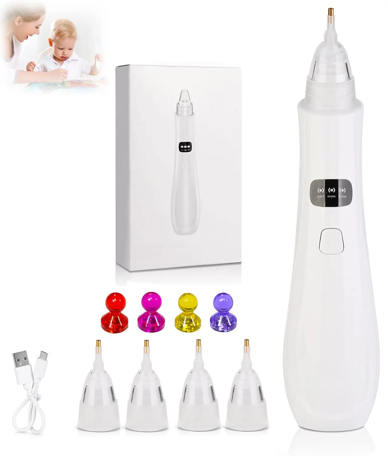 Electric Diamond Painting Pen with Vacuum Technology, with 4 Replaceable Tips, Rechargeable Art Painting Pen, Perfect for 3D Drills, Portable and Durability, Gift for Diamond Art Lovers