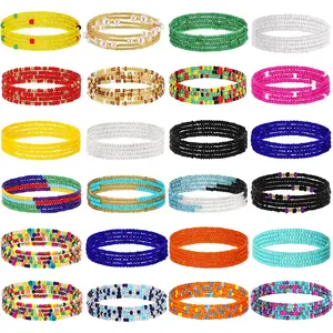 24PCS Waist Bead Chains for Women Colorful Summer Body Chains Belly Beads Bikini Jewelry Chains Bead Waist Chains Set