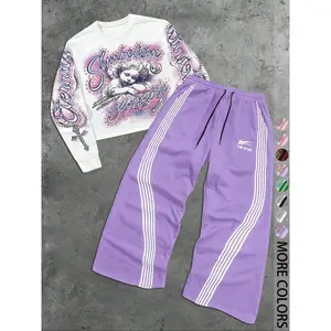 Men’s angel-print hoodie and running pants set, casual street style, autumn/winter fashion, fitted design, fashionable multifunctional garment