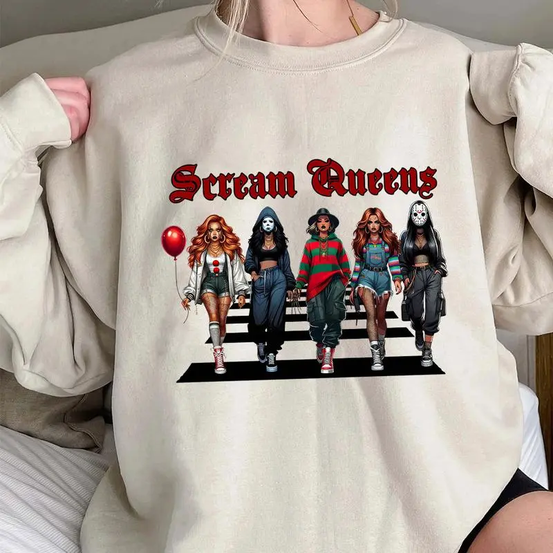 Halloween Horror Characters Scream Queens Shirt, Halloween Graphic Tee Shirt, Halloween Horror Shirt, Horror Girls Shirt