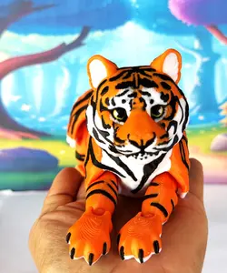 Wesctcoast3d Articulated Tiger 3D Printed Sensory Fidget Toy 12 Inches Executive Desk Toy USA Made AT001-OR-12 Wild Animal Decor for Kids