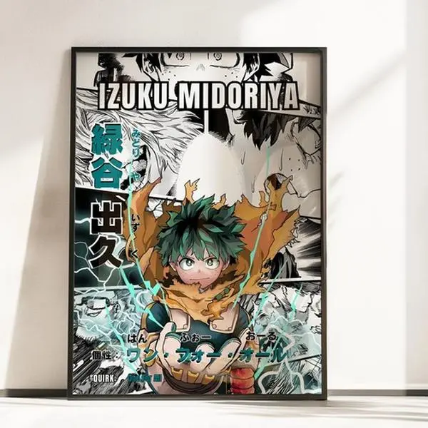 Izuku Midoriya Poster Mha Deku One For All Anime Wall Art Print All Sizes