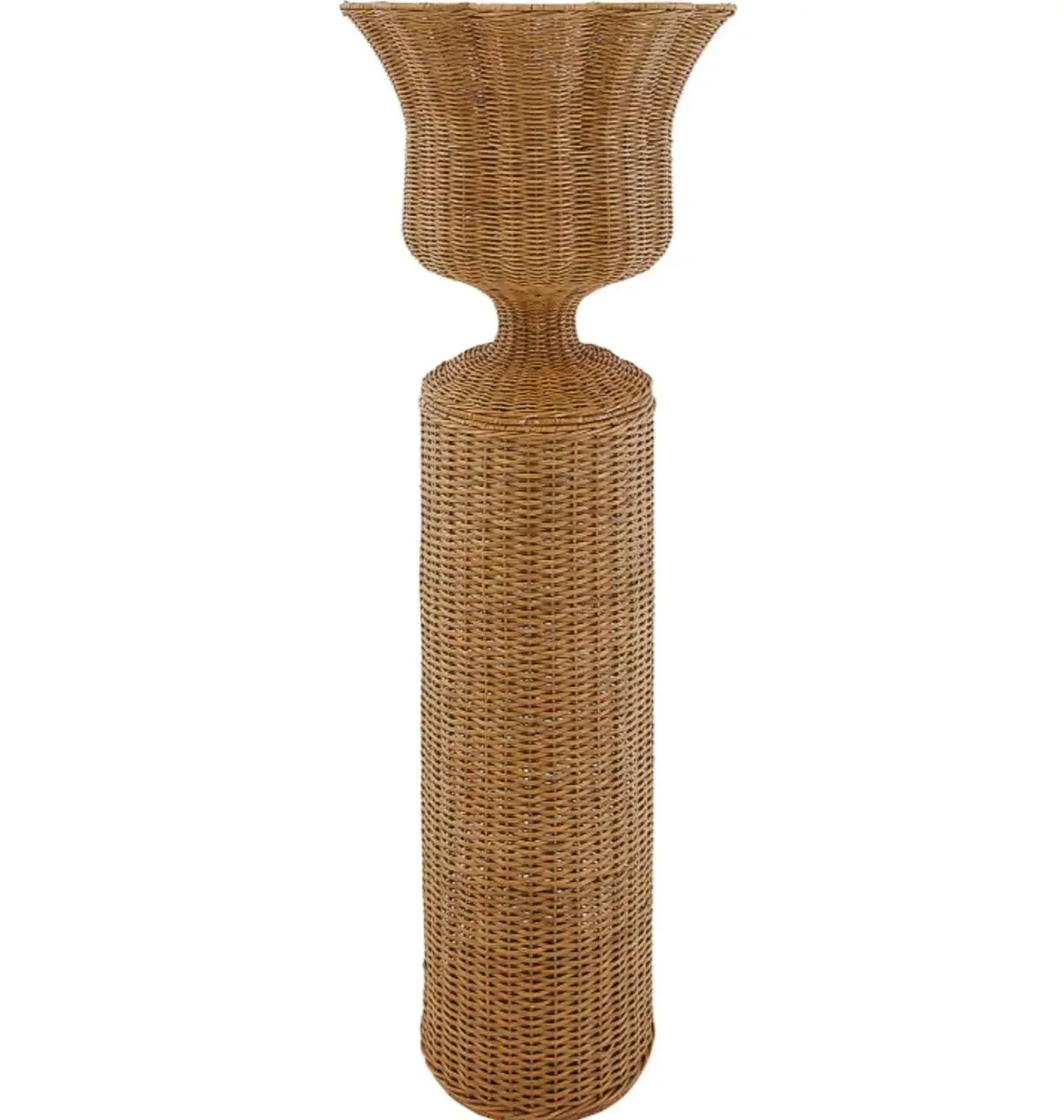 Winslow Woven Rattan Urn with Pedestal Decorative Floor Planter Stand for Entryway Living Room