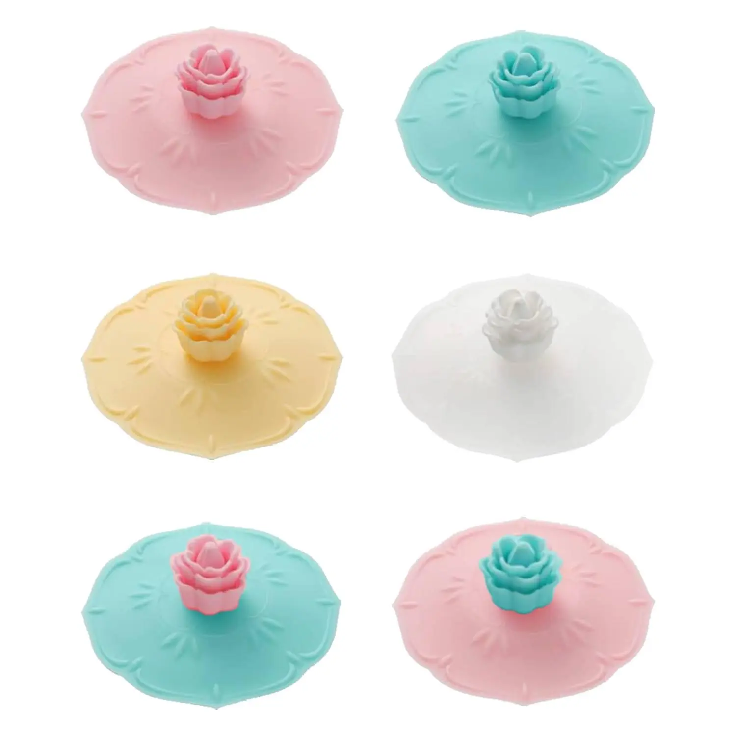 6-Pack Multicolored Silicone Cup Covers - Flexible Lids for Mugs, Tea Pots, Hot Coffee & Tea Use (Automotive Trim Tool Accessory)