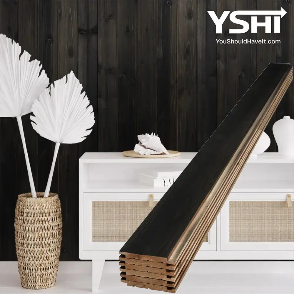 Dark Black Wood Shiplap Siding Boards for Interior