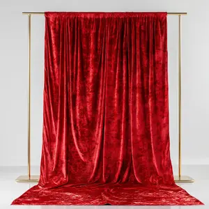 Red Crushed Velvet Backdrop Curtain – 5ft x 14ft Event Drape with Rod Pocket, Privacy Panel for Photo Booths & Events