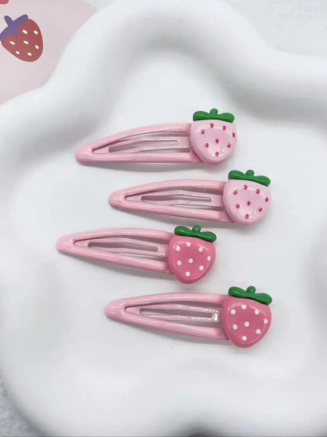 Featuring a cute and adorable strawberry design in soft, pastel shades, this compact BB clip is perfect as an everyday accessory or as a small gift for a friend, Cute Hair Accessories