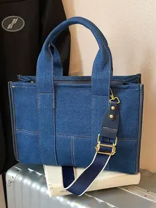 Women's Denim Handbag, Casual Canvas Shoulder Bag with Bag Charm, Crossbody Bag with Zipper, Exquisite and Trendy Personalized Women's Bag, Denim Crossbody Bags