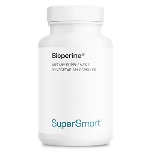 Supersmart - Bioperine 30mg per Day (95% Piperine) - Black Pepper Extract - Curcumin & Nutrients Absorption Enhancer - Digestive Enzymes Support | Non-GMO & Gluten Free - 90 Vegetarian Capsules