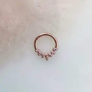 Rosegold Borealis Crystal Clicker for Septum or Daith. 16 Gauge. 8mm or 10mm.