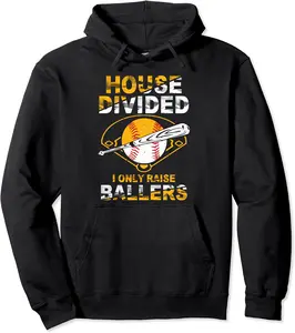 Funny House Divided I Only Raise Ballers Softball Baseball Pullover Hoodie - Ronniemu Shop 74B07Z116FGJ