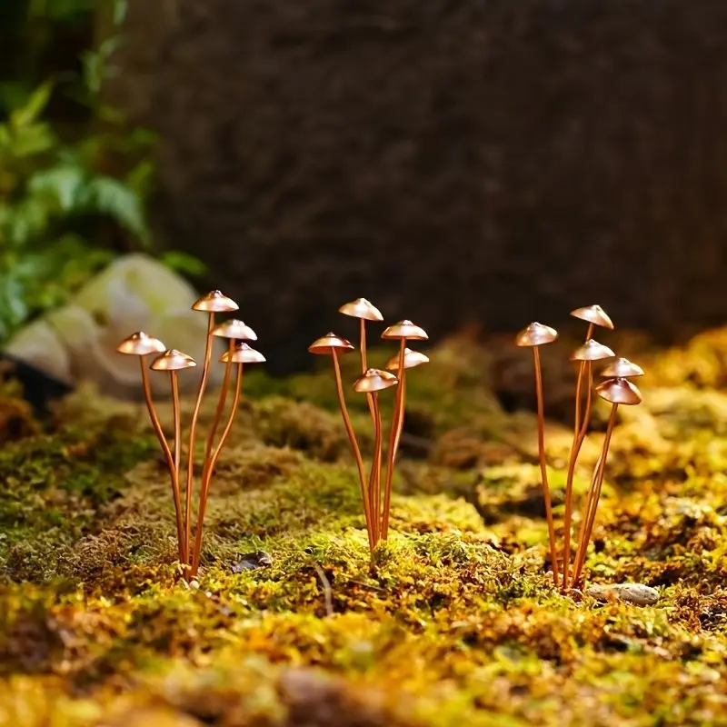 Rust Copper Mushroom Sculpture, Garden Replica Mushroom Ornament, Outdoor Courtyard Decor, Mini Landscape Sculpture, Vintage Rustic Mushroom, Garden Sculptures