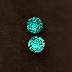 Sterling Silver Flat Back Stud Earrings, 8mm Round Teal Blue Cubic Zirconia CZ Earrings, Hypoallergenic 4-Prong Basket Setting, Aquamarine Color Cartilage Tragus Helix Studs, Comfortable Push Back Jewelry Gift for Sensitive Ears