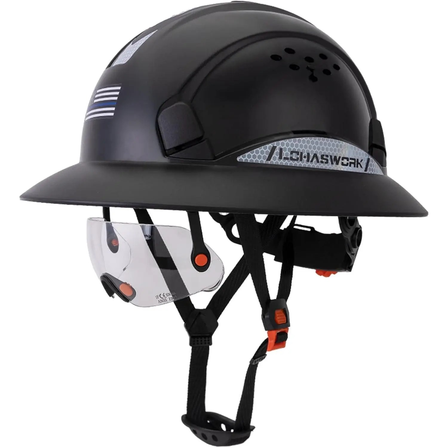 Black Full Brim Hard Hat with Clear Visor